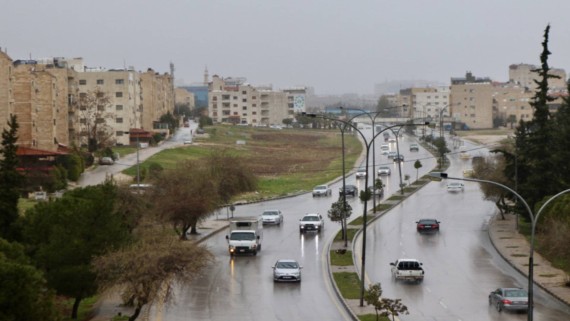 احدى شوارع العاصمة عمان في فصل الشتاء