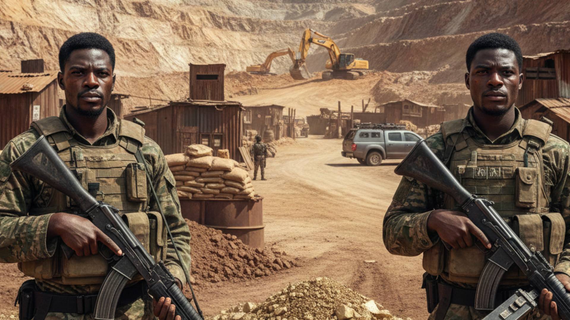 صورة تعبيرية عن رجال مسلحين عند منجم ذهب