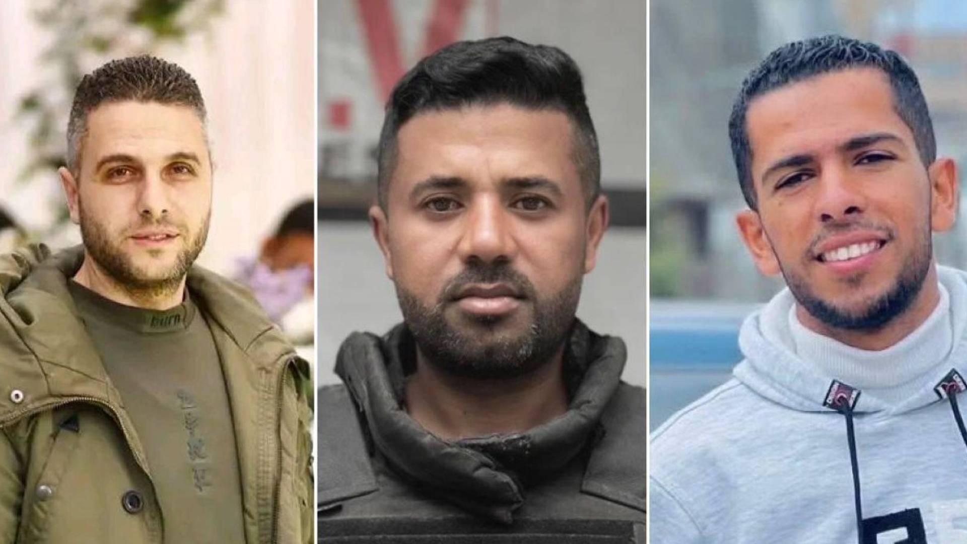 الصحفيين أنس غنيم و عبد الرؤوف سمير شعت و محمد صلاح قشطة