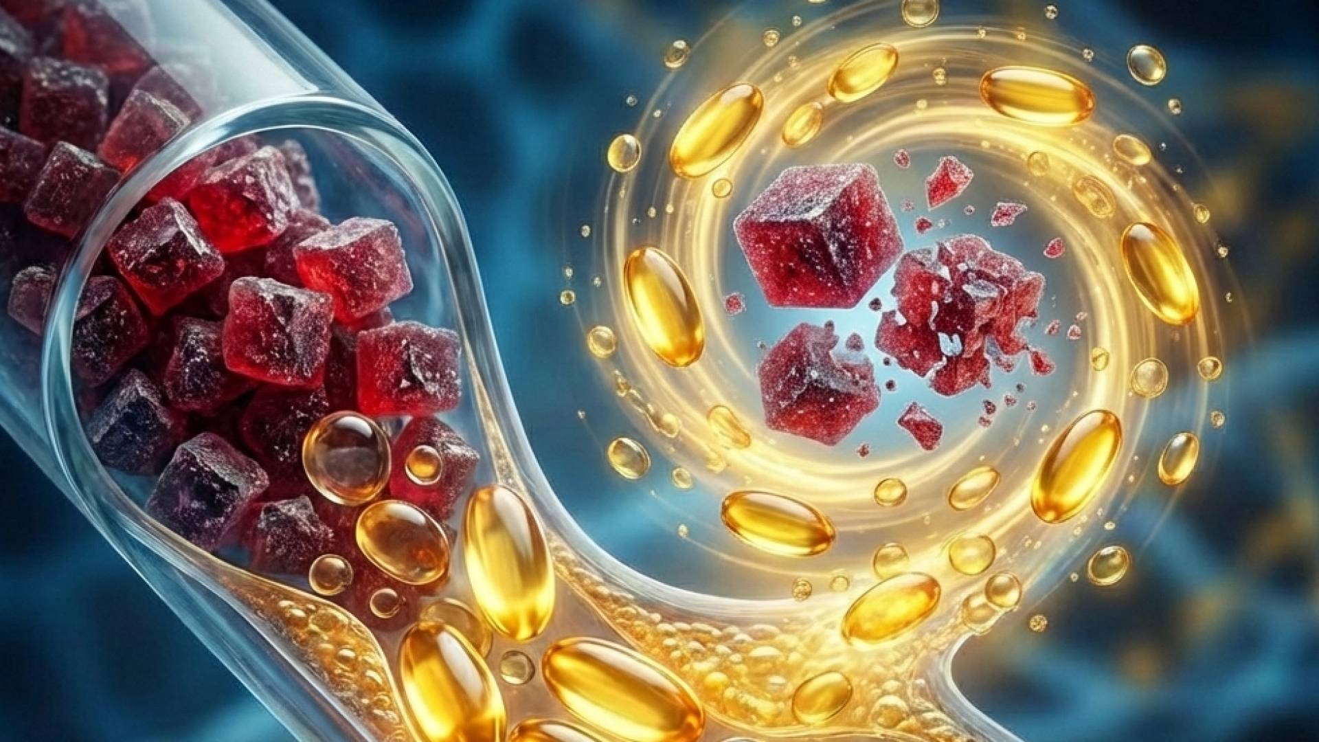 صورة تم توليدها بالذكاء الاصطناعي توضح المكملات الغذائية والسكر