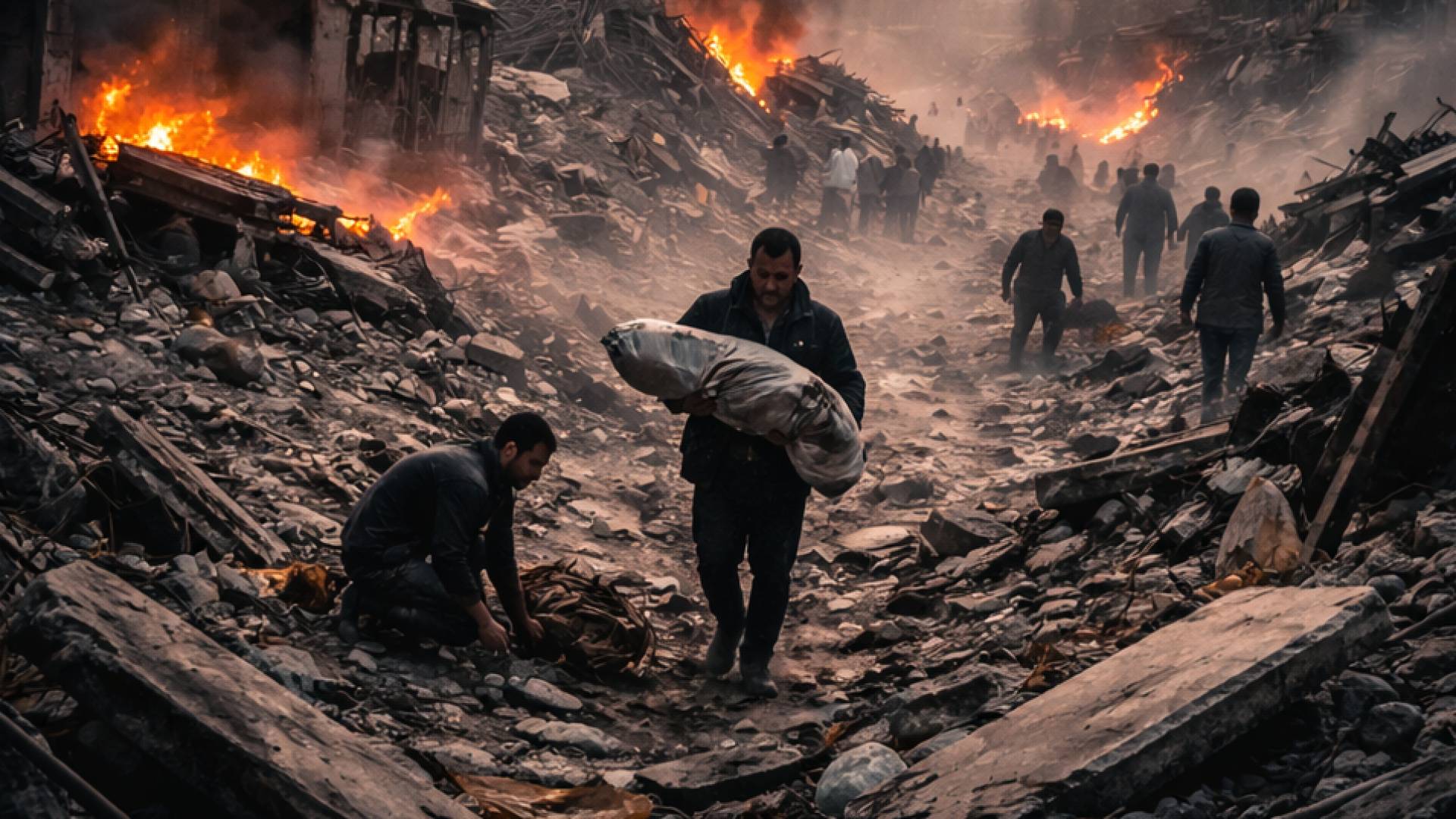 صورة تم توليدها بالذكاء الاصطناعي توضح الدمار والقصف في قطاع غزة